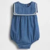 Body tipo burbuja de denim para bebé estilo marinero