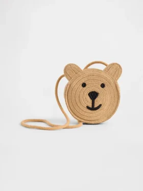 Bolsa de paja para niños pequeños con el oso Brannan