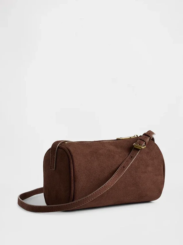 Bolso tipo barril de gamuza vegana