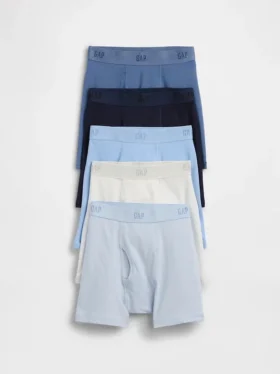 Boxers de algodón orgánico elástico con logotipo para niños (paquete de 5)