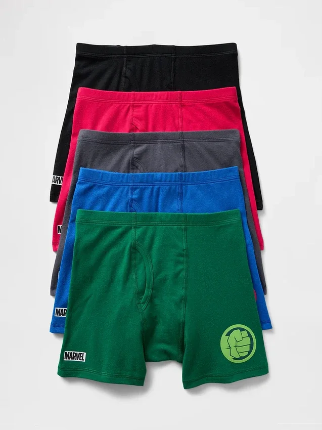 Boxers de algodón orgánico elástico con motivos de Marvel para niños (paquete de 5)
