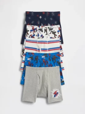 Boxers de algodón orgánico elástico para niños con Spider-Man (paquete de 5)