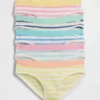 Braguitas tipo bikini de algodón orgánico elástico a rayas para niños (paquete de 5)