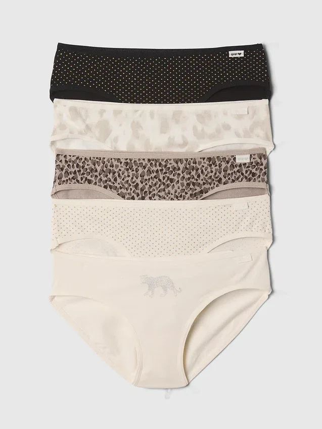 Braguitas tipo bikini de algodón orgánico elástico para niños (paquete de 5)