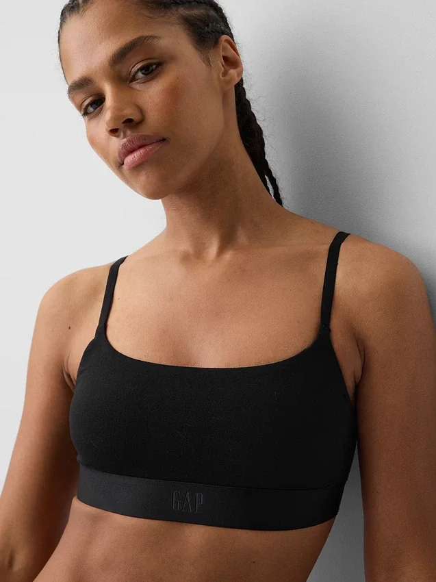 Bralette con logotipo de algodón orgánico elástico