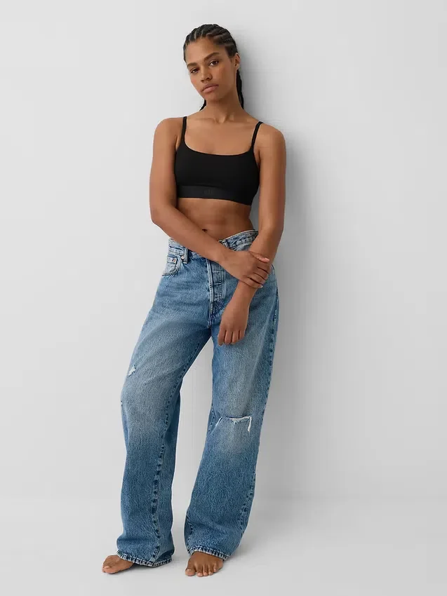 Bralette con logotipo de algodón orgánico elástico