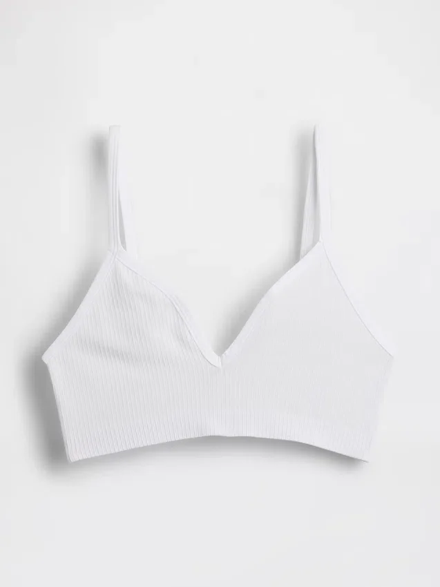 Bralette triangular sin costuras con tejido acanalado