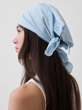 Bufanda tipo bandana con ojales, 100 % algodón