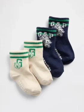 Calcetines cortos con logotipo Varsity de Brannan Bear para bebés y niños (paquete de 2)