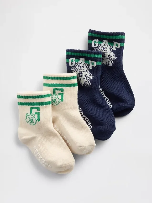 Calcetines cortos con logotipo Varsity de Brannan Bear para bebés y niños (paquete de 2)