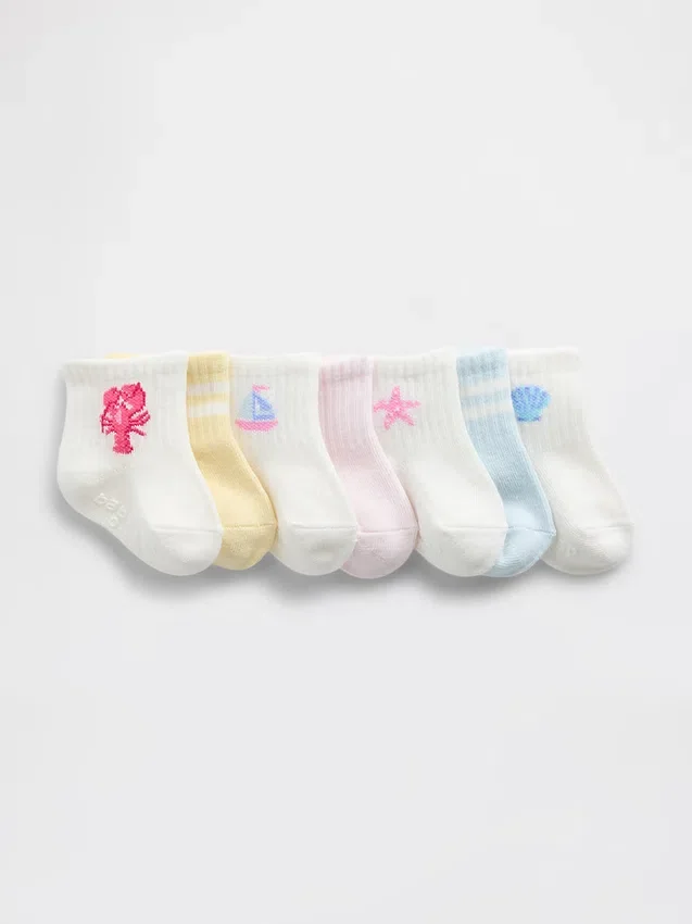 Calcetines cortos de estilo playero para niños pequeños (paquete de 7)