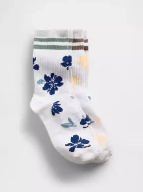 Calcetines cortos infantiles con estampado floral estilo «varsity»