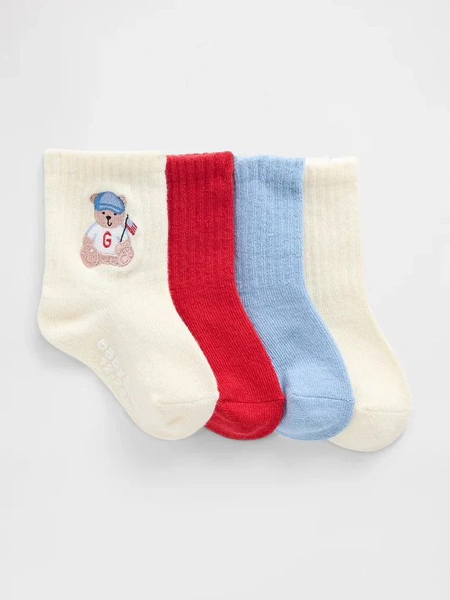Calcetines de cuello alto Brannan Bear Americana para niños pequeños (paquete de 4)