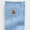 Calcetines de cuello alto con tejido trenzado y el oso Brannan