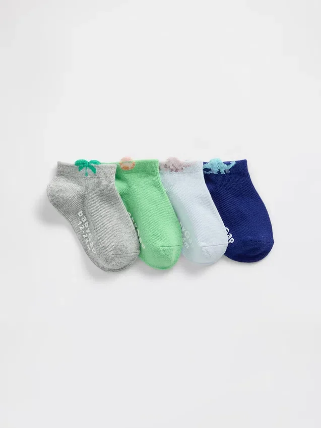 Calcetines invisibles con motivos de dinosaurios para bebés y niños (paquete de 4)