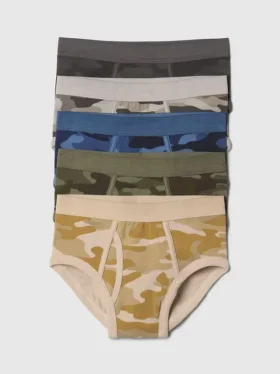 Calzoncillos de algodón orgánico con estampado de camuflaje para niños (paquete de 5)