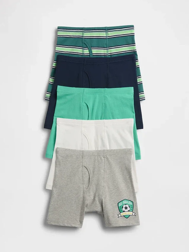 Calzoncillos de algodón orgánico elástico para niños (paquete de 5)