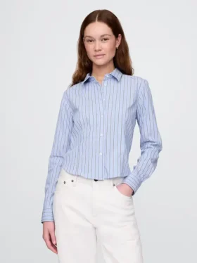 Camisa ajustada corta de algodón orgánico