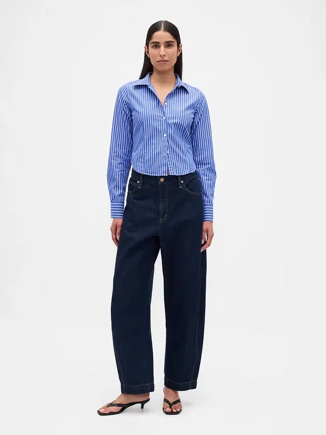 Camisa ajustada corta de algodón orgánico