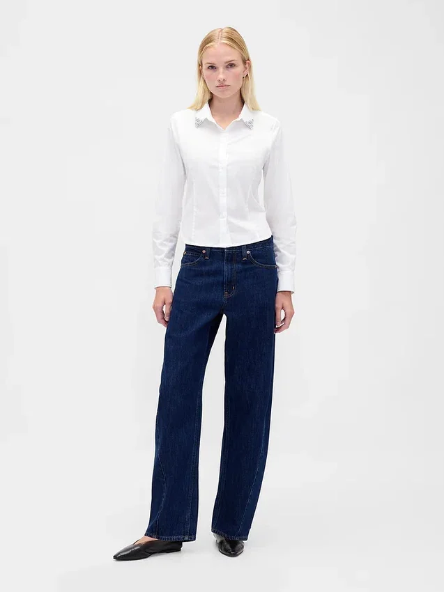Camisa ajustada corta de algodón orgánico