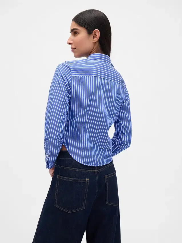 Camisa ajustada corta de algodón orgánico