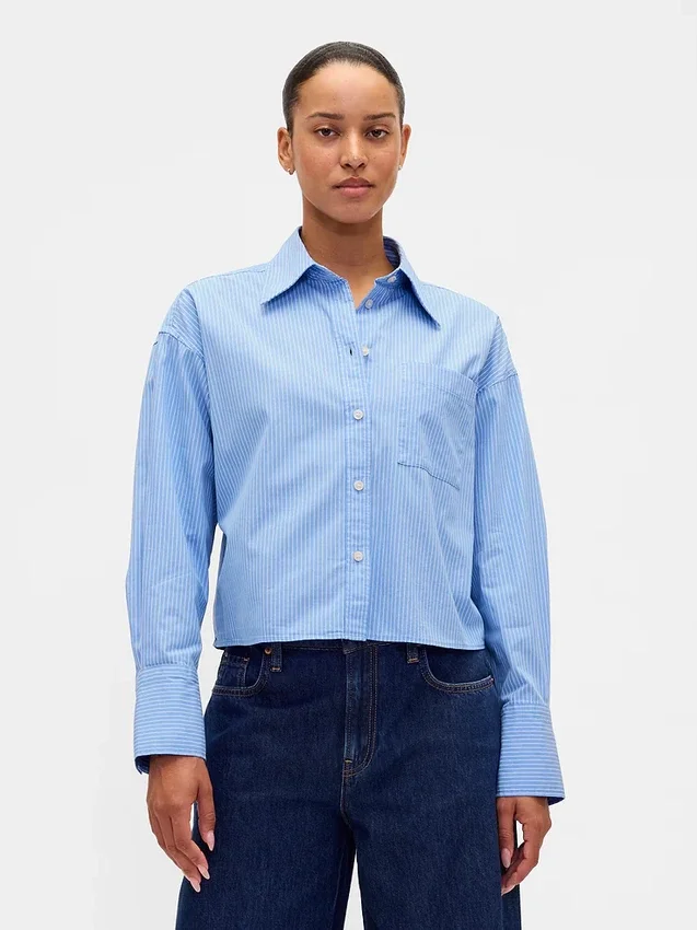 Camisa corta de algodón orgánico con dobladillo recto