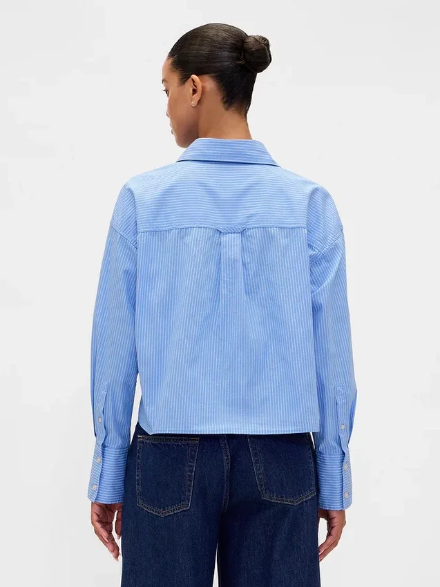 Camisa corta de algodón orgánico con dobladillo recto