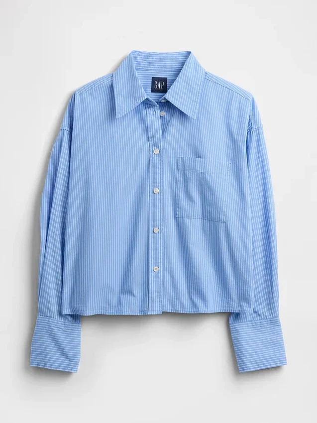 Camisa corta de algodón orgánico con dobladillo recto