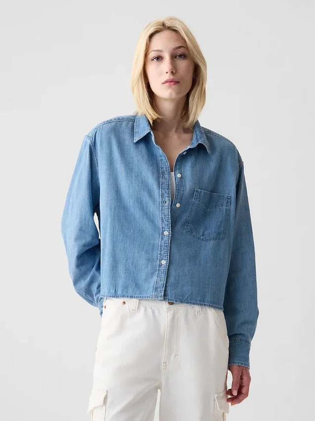 Camisa corta de mezclilla
