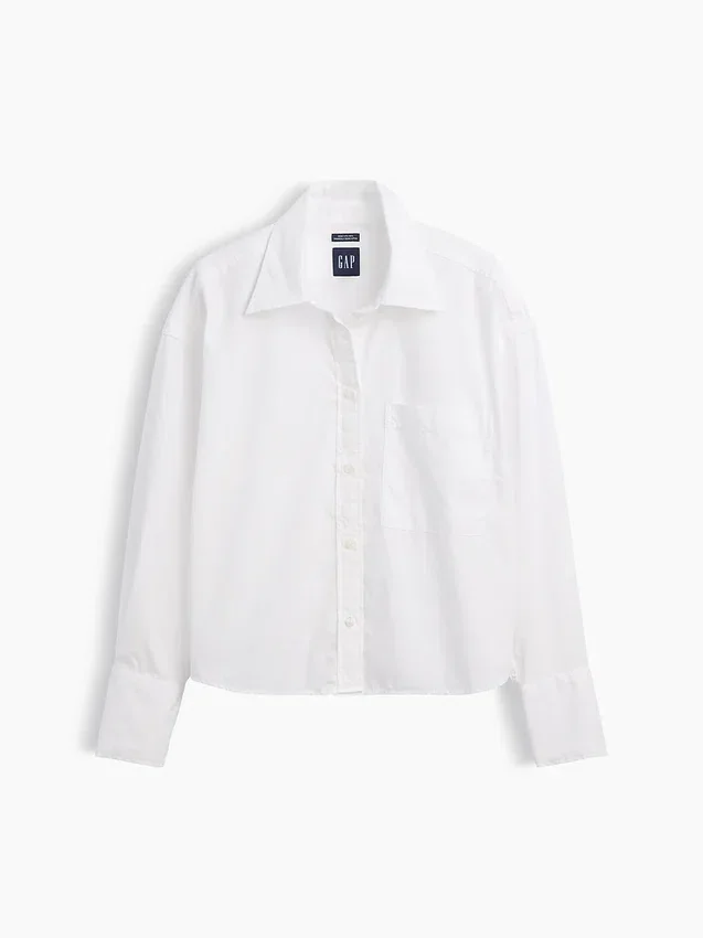 Camisa corta oversize de popelín de algodón orgánico