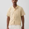 Camisa de algodón dobby con corte holgado y dobladillo recto