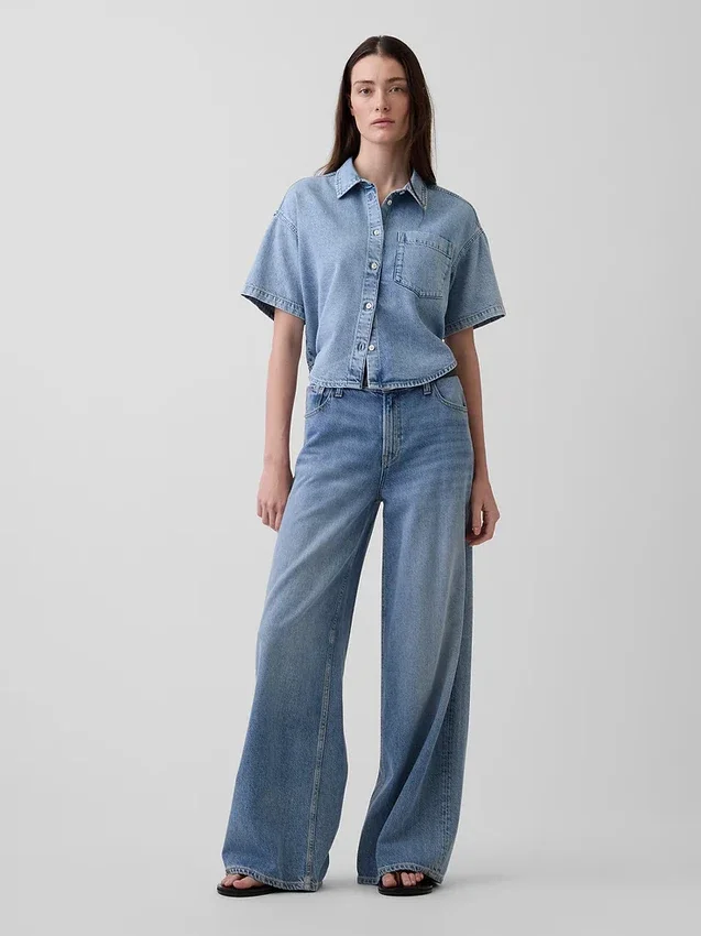 Camisa de campamento oversize de mezclilla ultrasuave