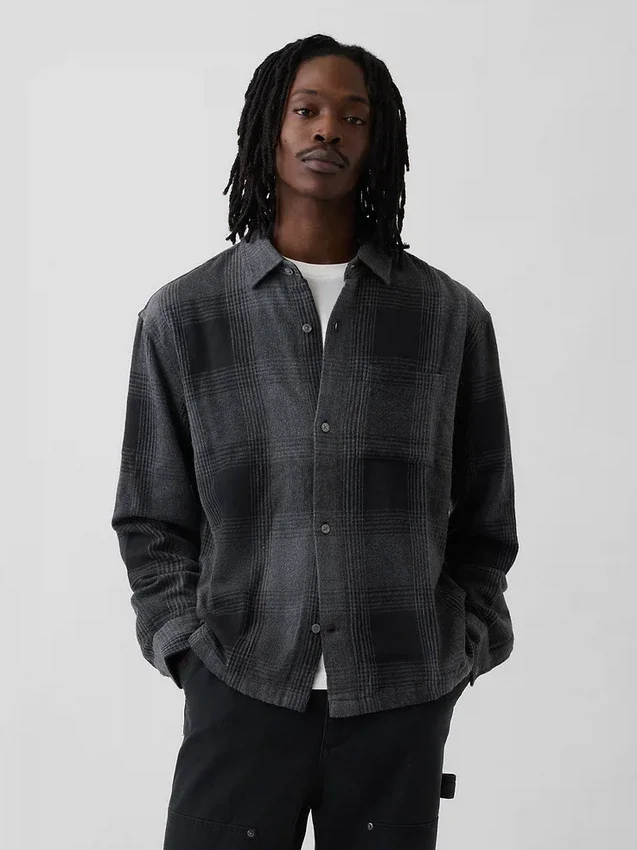 Camisa de franela de corte holgado