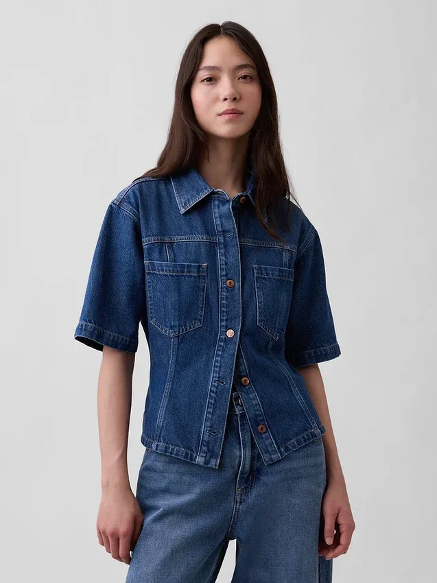 Camisa de mezclilla ultrasuave con bolsillos