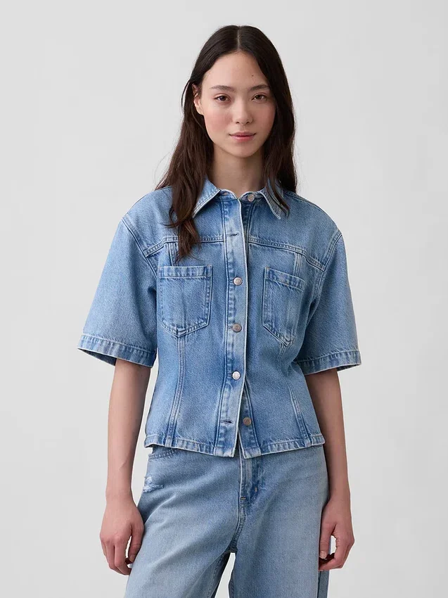 Camisa de mezclilla ultrasuave con bolsillos