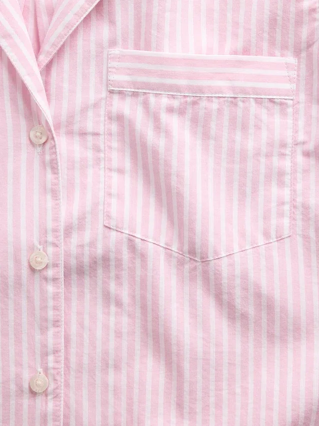 Camisa de pijama corta oversize de popelín