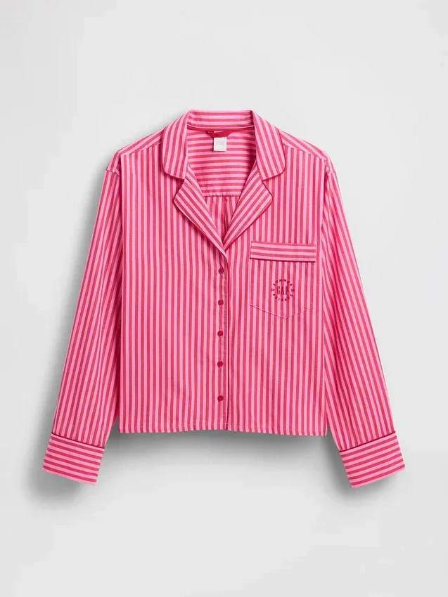 Camisa de pijama de popelín a rayas holgada de GAP × Summer Fridays