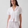 Camisa de pijama oversize de gasa arrugada