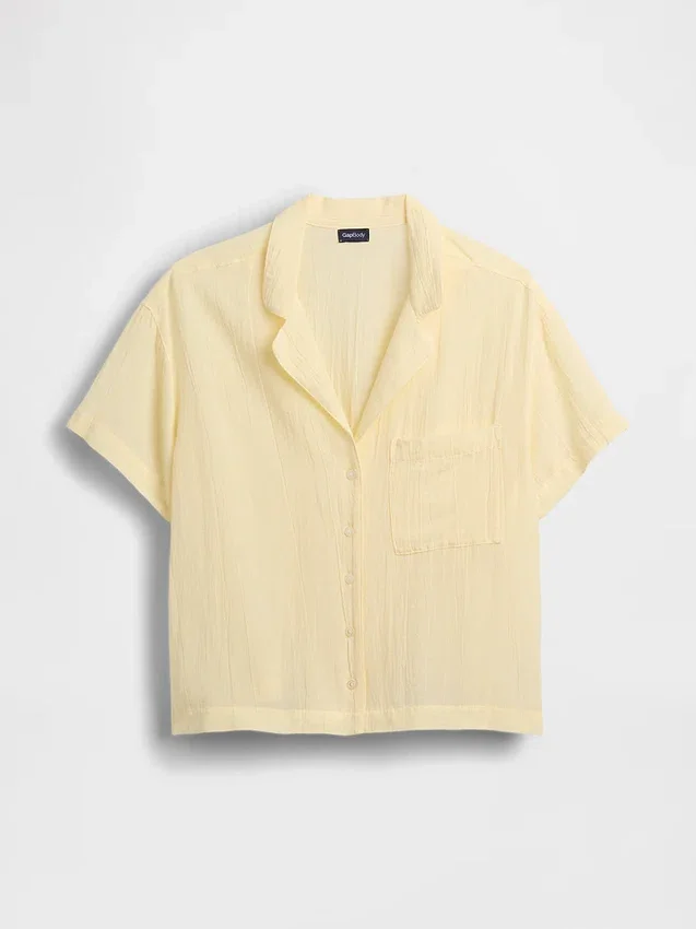 Camisa de pijama oversize de gasa arrugada