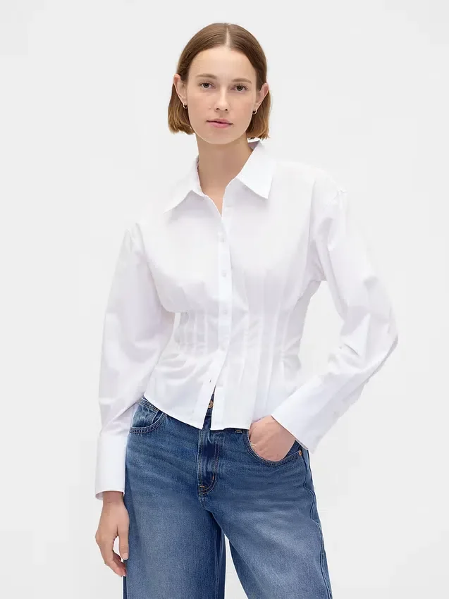 Camisa entallada de popelín de algodón orgánico