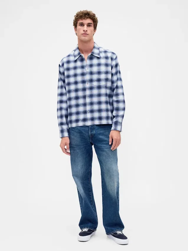 Camisa holgada de franela de algodón orgánico