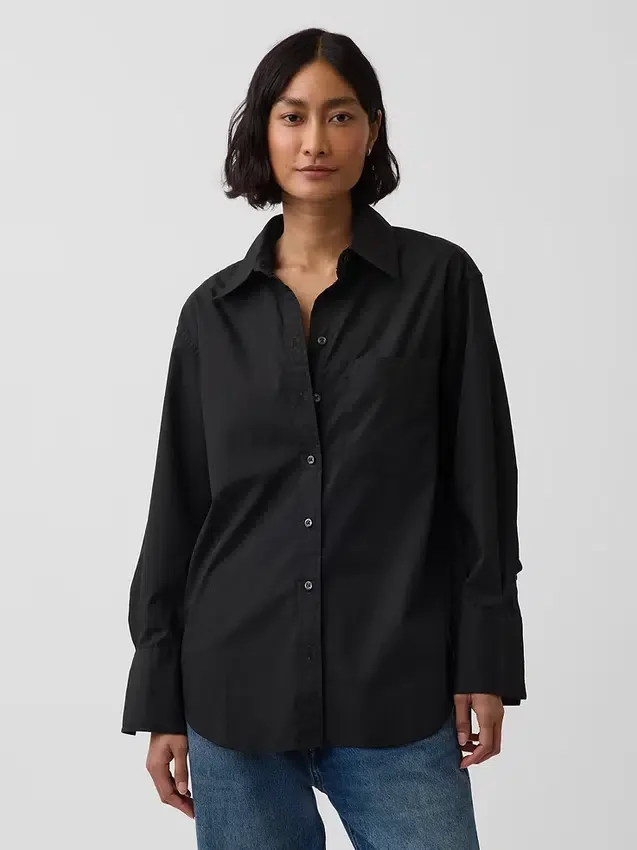 Camisa holgada de popelín de algodón orgánico