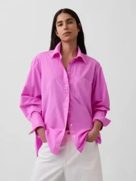 Camisa holgada de popelín de algodón orgánico
