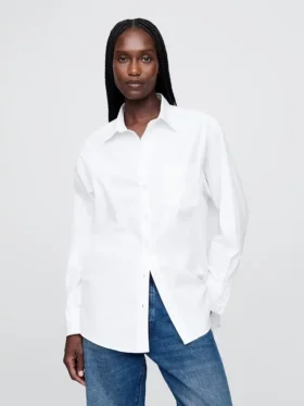 Camisa holgada de popelín de algodón orgánico