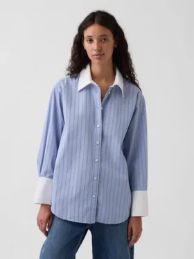 Camisa holgada de popelín de algodón orgánico