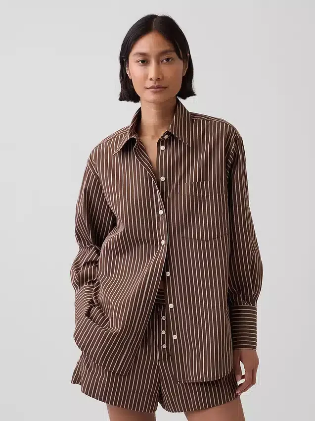Camisa holgada de popelín de algodón orgánico