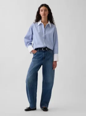 Camisa holgada de popelín de algodón orgánico