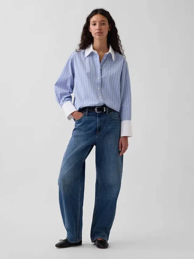 Camisa holgada de popelín de algodón orgánico