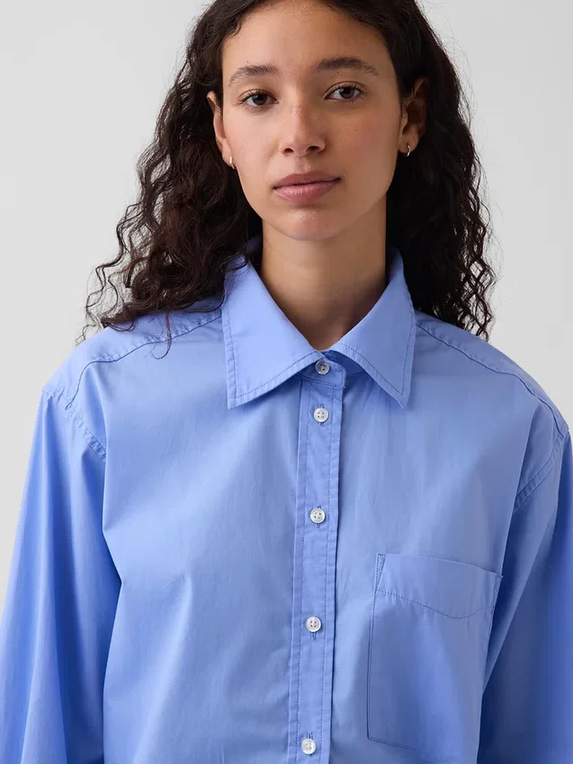 Camisa holgada de popelín de algodón orgánico