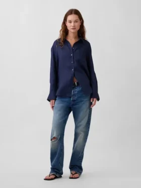 Camisa oversize 100 % lino